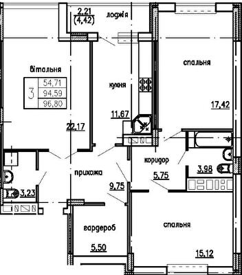 3-комнатная 96.8 м² в ЖК Загребелля от 15 000 грн/м², Тернополь