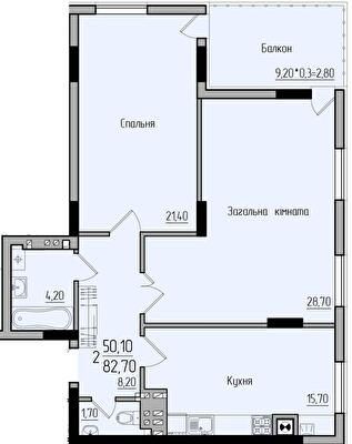 2-кімнатна 82.7 м² в ЖК Comfort Hall від 15 600 грн/м², Чернівці