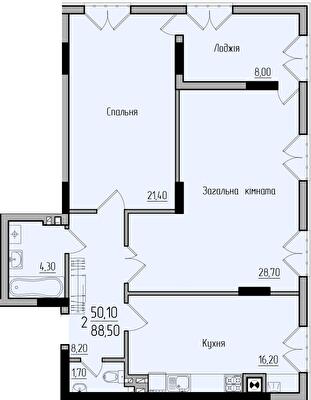 2-комнатная 88.5 м² в ЖК Comfort Hall от 15 600 грн/м², Черновцы