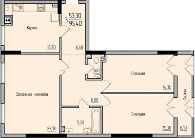 3-кімнатна 95.4 м² в ЖК Comfort Hall від 15 600 грн/м², Чернівці