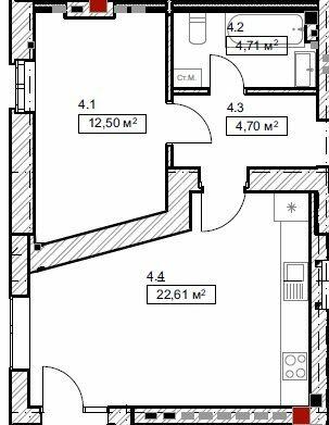 1-кімнатна 44.52 м² в ЖК FreeDom від 23 000 грн/м², смт Гостомель