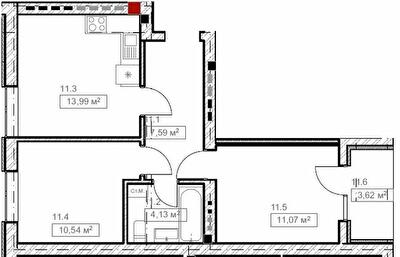 2-кімнатна 50.94 м² в ЖК FreeDom від 23 000 грн/м², смт Гостомель