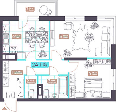 2-комнатная 60.36 м² в ЖК Теремки от 37 393 грн/м², Киев