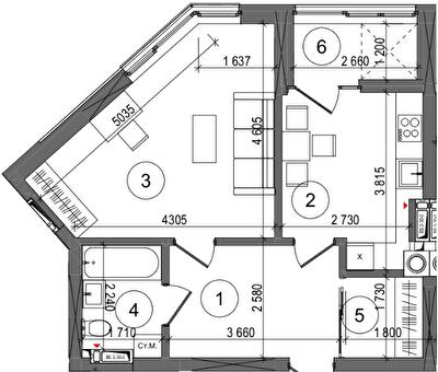 1-кімнатна 47.12 м² в ЖК Protsev від 23 900 грн/м², с. Проців