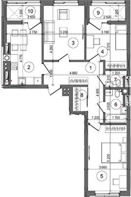 3-кімнатна 79.14 м² в ЖК Protsev від 23 200 грн/м², с. Проців