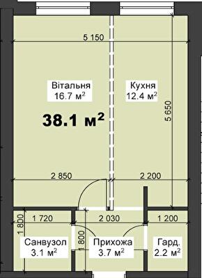 1-комнатная 38.1 м² в ЖК Калиновый Квартал от 16 000 грн/м², пгт Калиновка