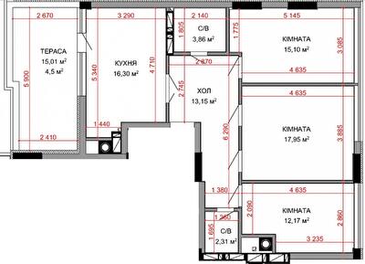 3-комнатная 91.7 м² в ЖК Royal Park от 31 050 грн/м², г. Ирпень