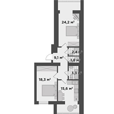 2-кімнатна 74.7 м² в ЖК Millennium State від 24 350 грн/м², м. Буча