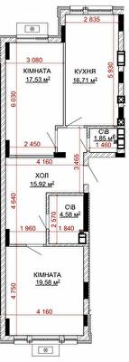 2-комнатная 76.16 м² в ЖК Найкращий квартал-2 от 23 400 грн/м², пгт Гостомель