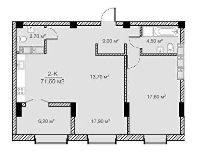 2-комнатная 71.6 м² в ЖК Concept House Futurium от 47 700 грн/м², Харьков