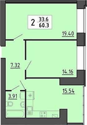 2-комнатная 60.3 м² в ЖК Энергия от 21 700 грн/м², Тернополь