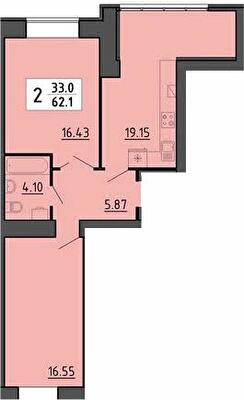 2-кімнатна 62.1 м² в ЖК Енергія від 21 700 грн/м², Тернопіль