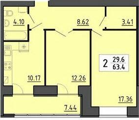 2-кімнатна 63.4 м² в ЖК Енергія від 21 700 грн/м², Тернопіль
