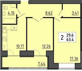 2-комнатная 63.4 м² в ЖК Энергия от 21 700 грн/м², Тернополь