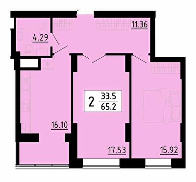 2-комнатная 65.2 м² в ЖК Энергия от 21 700 грн/м², Тернополь