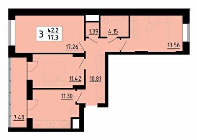 3-кімнатна 77.3 м² в ЖК Енергія від 21 700 грн/м², Тернопіль