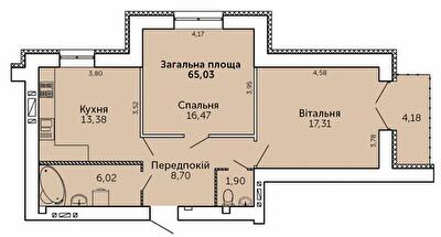 2-комнатная 65.03 м² в ЖК Levanevsky от 18 950 грн/м², Николаев