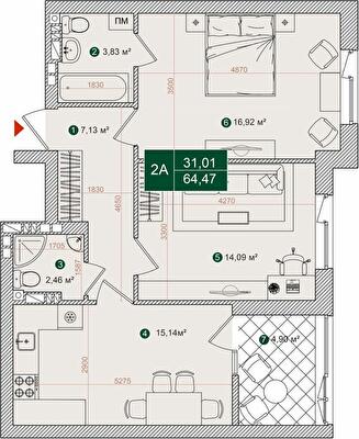 2-комнатная 64.47 м² в ЖК Forest Park от 28 000 грн/м², Киев