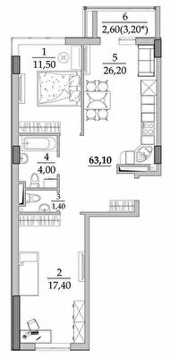 2-комнатная 63.1 м² в Мкрн Таировские сады от 21 263 грн/м², с. Лиманка