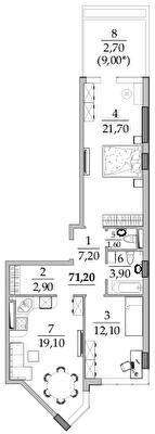 2-комнатная 71.2 м² в Мкрн Таировские сады от 53 869 грн/м², с. Лиманка