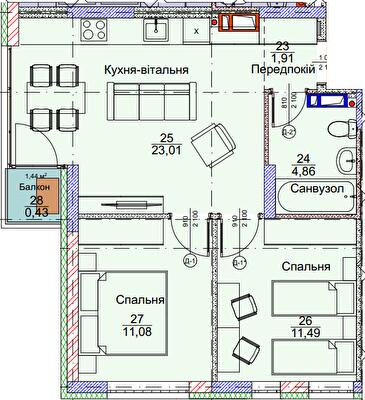 2-кімнатна 52.78 м² в ЖК Метрополія-2 від 40 500 грн/м², Київ