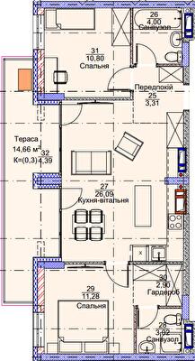 2-кімнатна 65.78 м² в ЖК Метрополія-2 від 40 500 грн/м², Київ