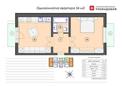 1-кімнатна 54 м² в ЖК Трояндовий від 30 000 грн/м², м. Бровари