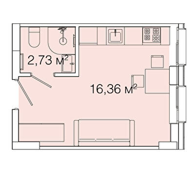 1-кімнатна 19.09 м² в ЖК Smart House від 2 150 грн/м², Львів