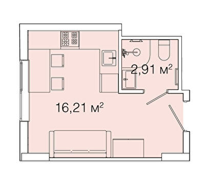 1-комнатная 19.12 м² в ЖК Smart House от 85 570 грн/м², Львов