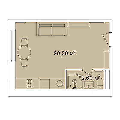 1-кімнатна 22.8 м² в Апарт-комплекс Smart Hill від 61 292 грн/м², м. Яремче