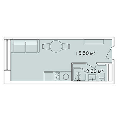 1-кімнатна 18.1 м² в Апарт-комплекс Smart Hill від 88 754 грн/м², м. Яремче