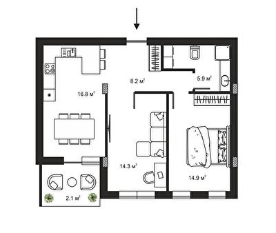 2-кімнатна 62.2 м² в ЖК Sky Towers від 48 158 грн/м², м. Тячів