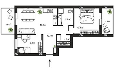 2-комнатная 63.2 м² в ЖК Sky Towers от 48 158 грн/м², г. Тячев