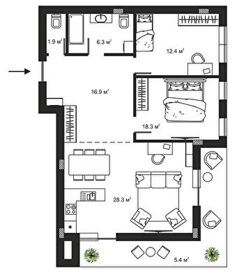 2-кімнатна 89.5 м² в ЖК Sky Towers від 48 158 грн/м², м. Тячів