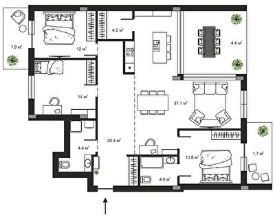 3-комнатная 118.5 м² в ЖК Sky Towers от 51 740 грн/м², г. Тячев