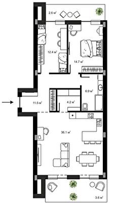 3-комнатная 92 м² в ЖК Sky Towers от 48 158 грн/м², г. Тячев