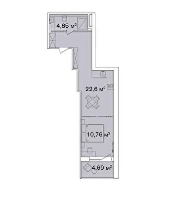 1-кімнатна 39.61 м² в Апарт-комплекс Smart Hill від 65 272 грн/м², м. Яремче