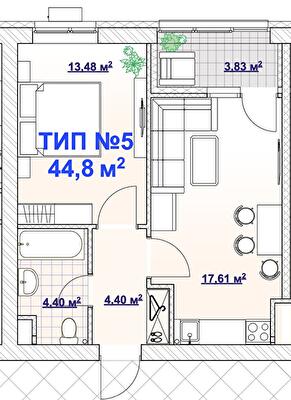 1-комнатная 44.8 м² в ЖК BARVY от 31 840 грн/м², Днепр
