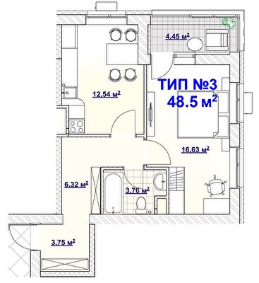1-комнатная 48.5 м² в ЖК BARVY от 31 840 грн/м², Днепр