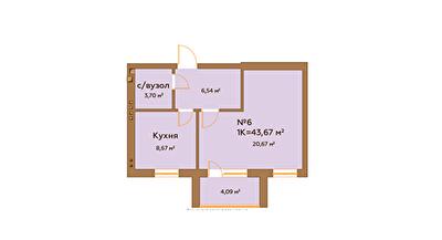 1-комнатная 43.67 м² в ЖК Гранд Виллас от 23 880 грн/м², пгт Ворзель